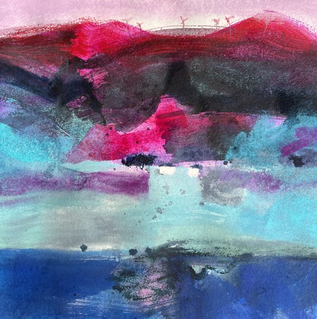 Blue Fields and Wind Turbines